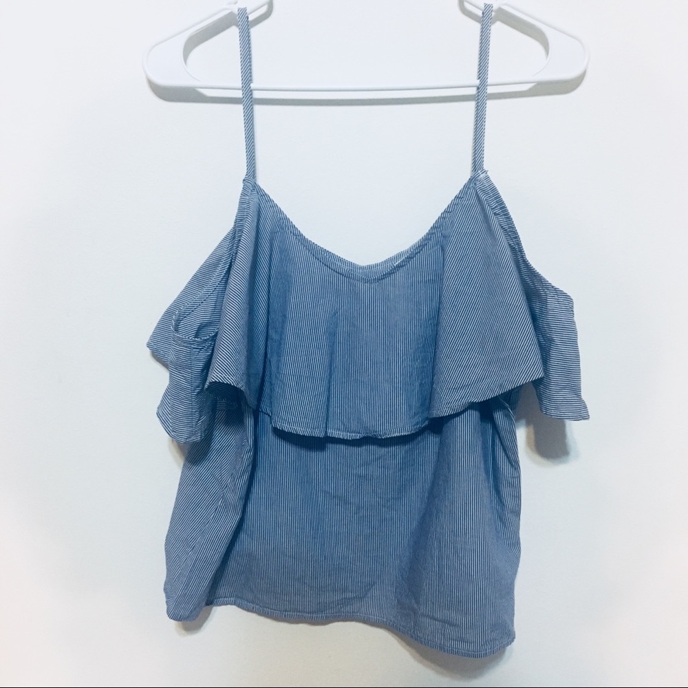 Miley & Molly Off Shoulder Pinstripe Tank